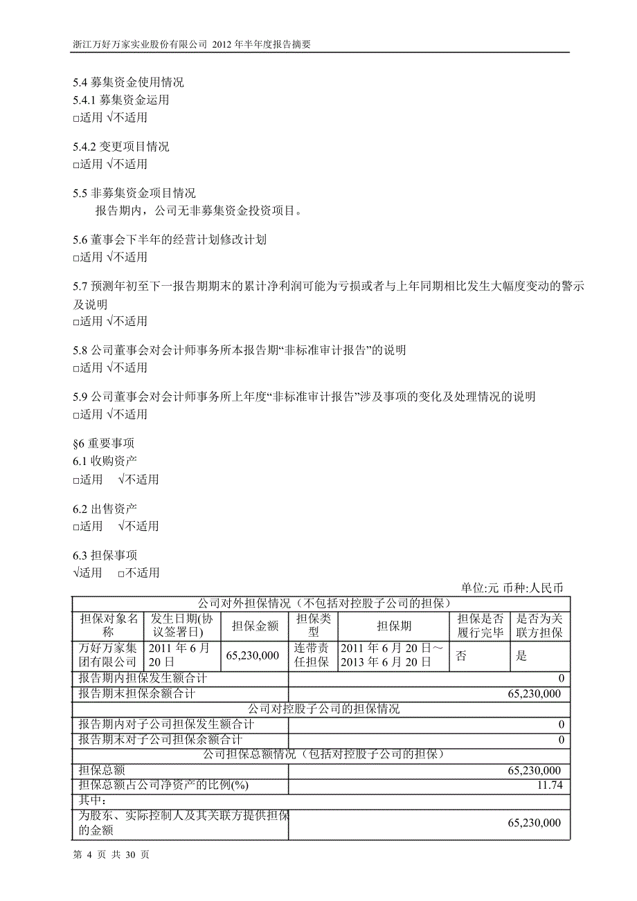 600576 万好万家半年报摘要_第4页