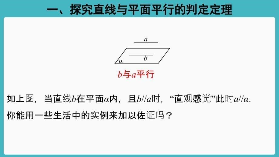 人教A版高中数学必修第二册教学8.5.2直线与平面平行教学ppt课件_第5页