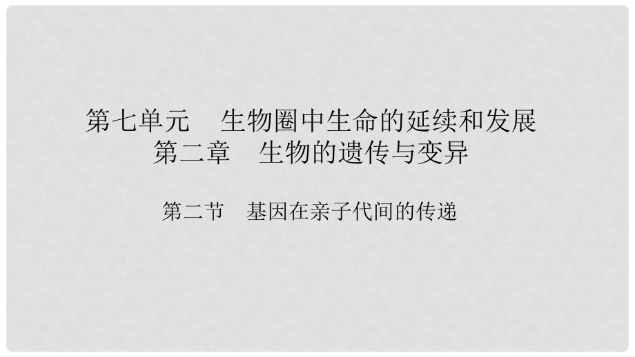 八年级生物下册 第七单元 第二章 第二节 基因在亲子代间的传递课件 （新版）新人教版_第1页