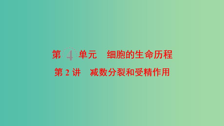 高考生物一轮复习第4单元细胞的生命历程第2讲减数分裂和受精作用课件.ppt_第1页