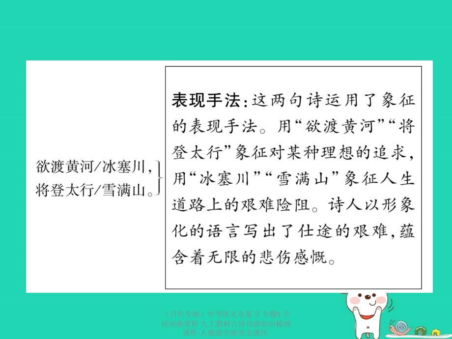 中考语文总复习专题5古诗词曲赏析九上教材古诗词曲知识梳理课件_第3页