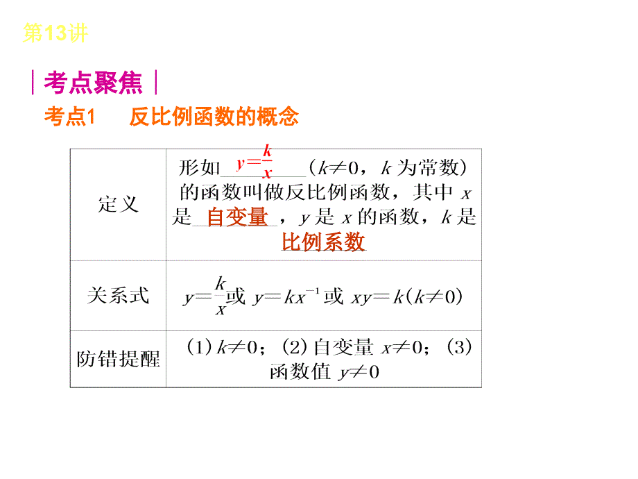 人教版全国数学中考复习方案第13讲反比例函数_第2页