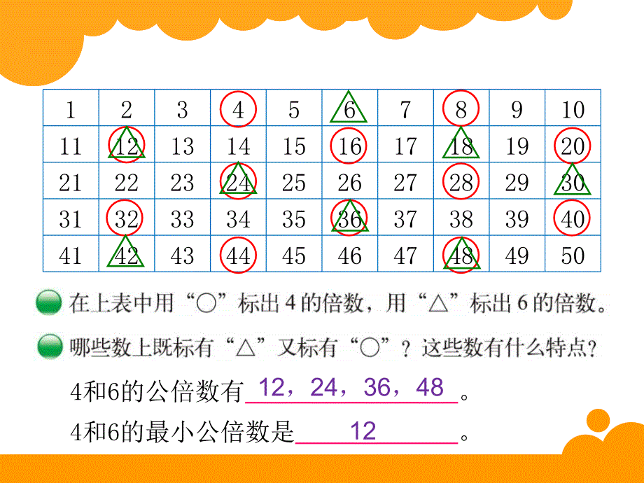 2014新北师大版五年级数学上册找最小公倍数课件_第2页