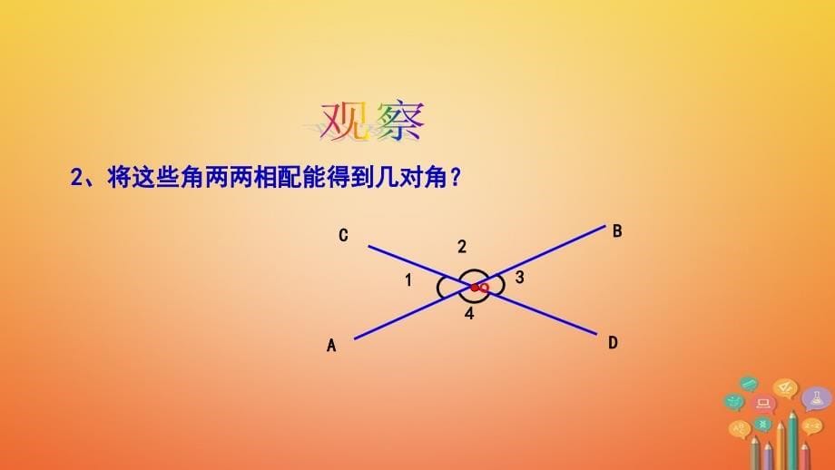 七年级数学下册 第10章 相交线、平行线和平移 10.1 相交线（第1课时）教学 （新版）沪科版_第5页