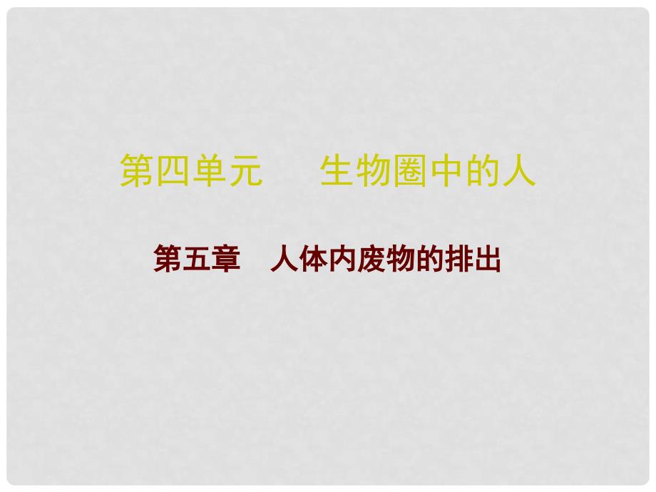 广东省中考生物总复习 第四单元 第五章 人体内废物的排出课件_第1页