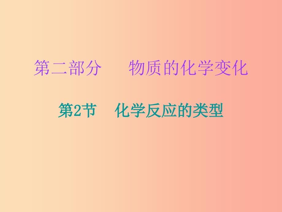 2019中考化学必备复习 第二部分 物质的化学变化 第2节 化学反应的类型（课后提升练）课件.ppt_第1页