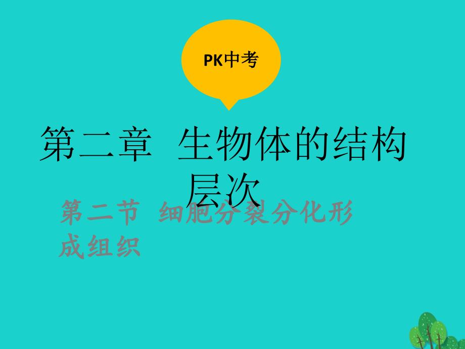 中考生物 第二章 第二节 细胞分裂、分化形成组织课件1_第1页