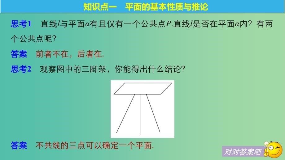 鲁京辽2018-2019学年高中数学第一章立体几何初步1.2.1平面的基本性质与推论课件新人教B版必修2 .ppt_第5页