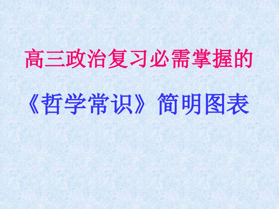 高三政治复习必需掌握的《哲学常识》简明图表（共四课）课件_第1页