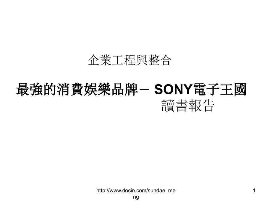 最强的消费娱乐品牌SONY电子王国读书报告_第1页