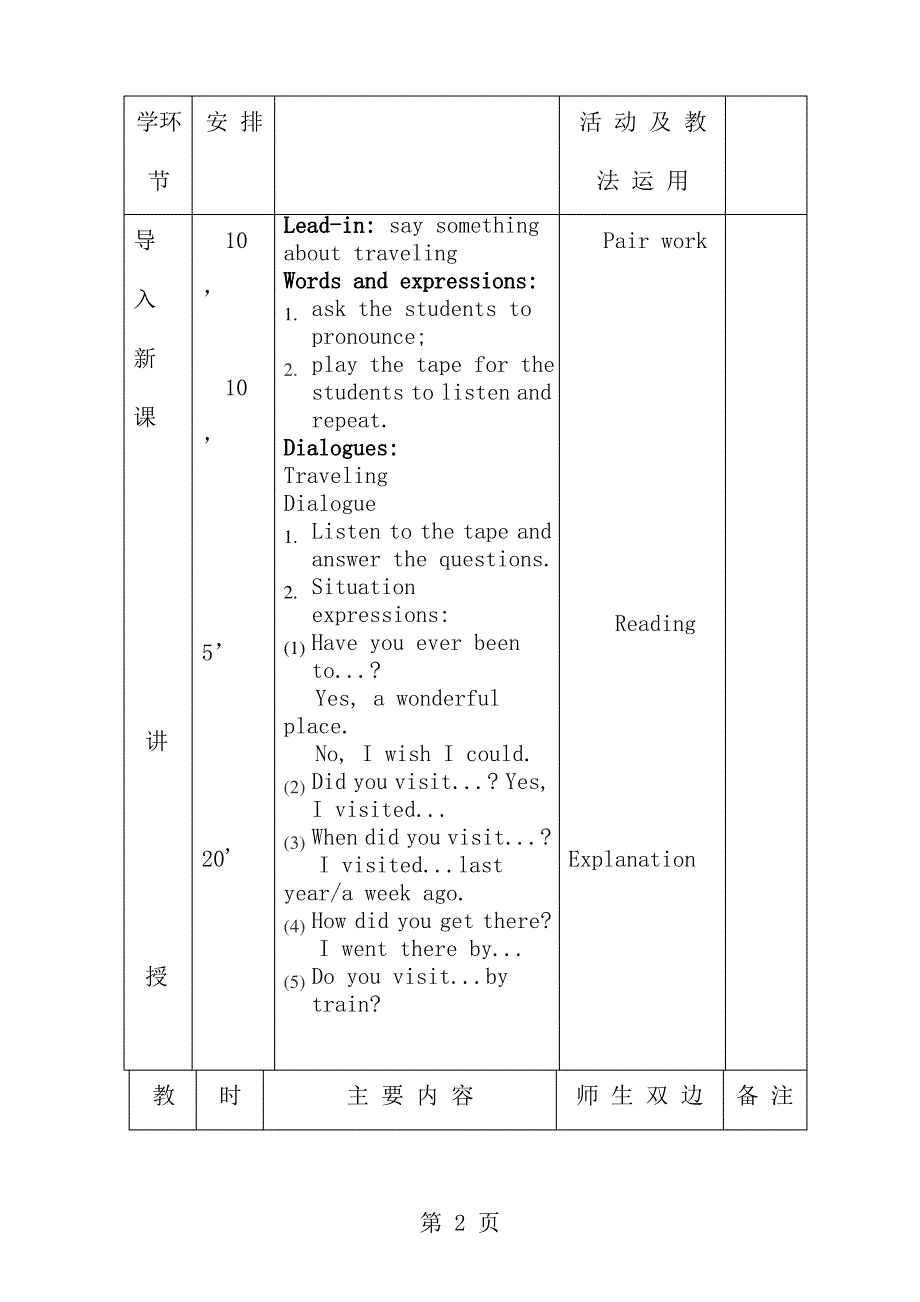 中职基础模块英语第二册教案_第2页