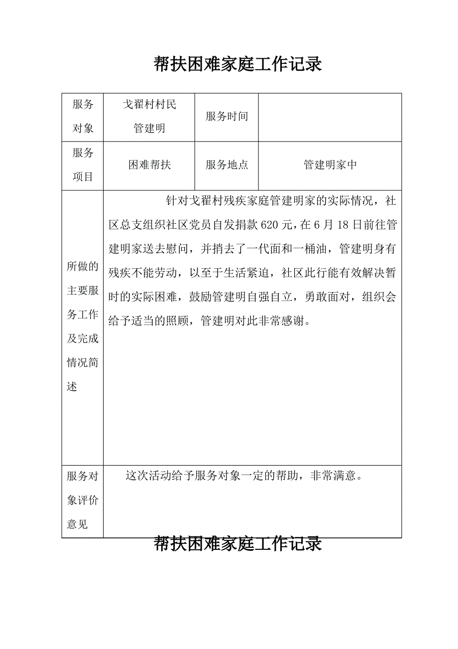 困难家庭帮扶记录档_第1页