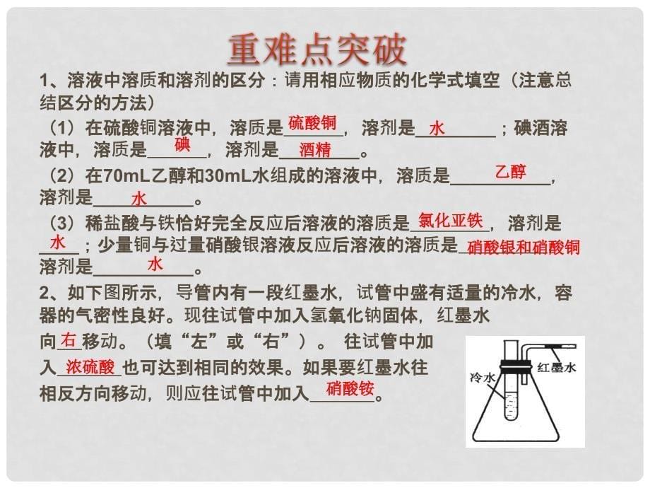 中考化学 考点11 溶液的形成、饱和溶液与不饱和溶液课件（中考导航+命题趋势+重难点突破）_第5页