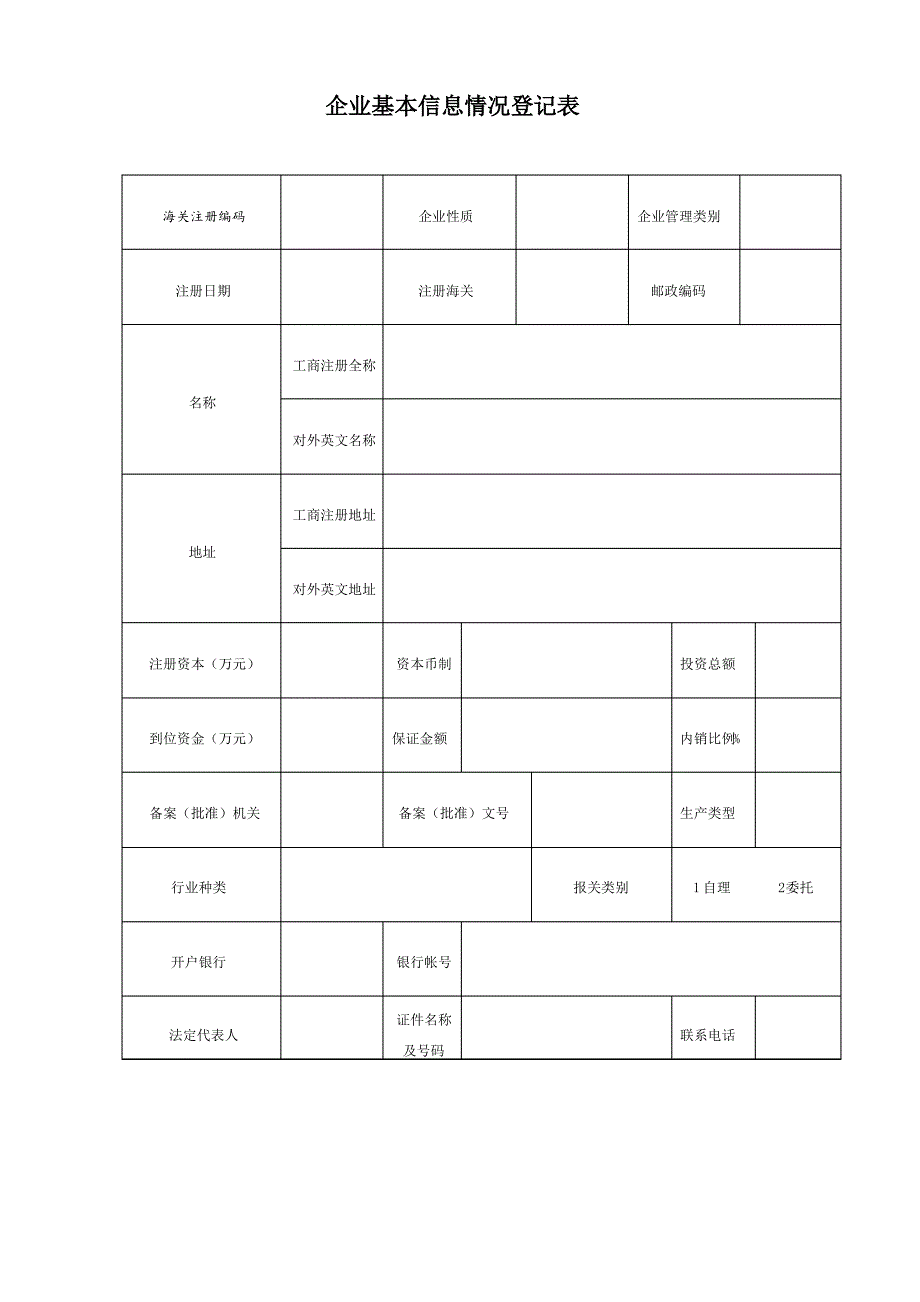 企业基本情况信息登记表_第1页