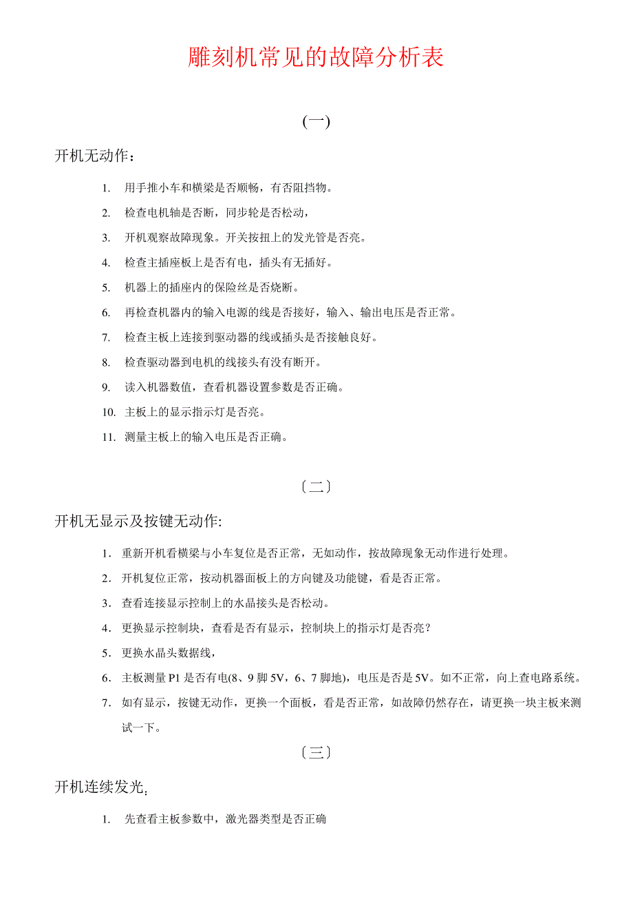 雕刻机常见的故障分析表RD_第1页