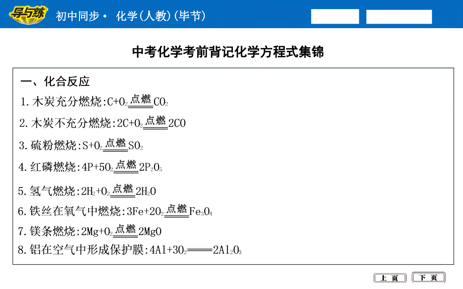 中考化学考前背记化学方程式集锦_第1页