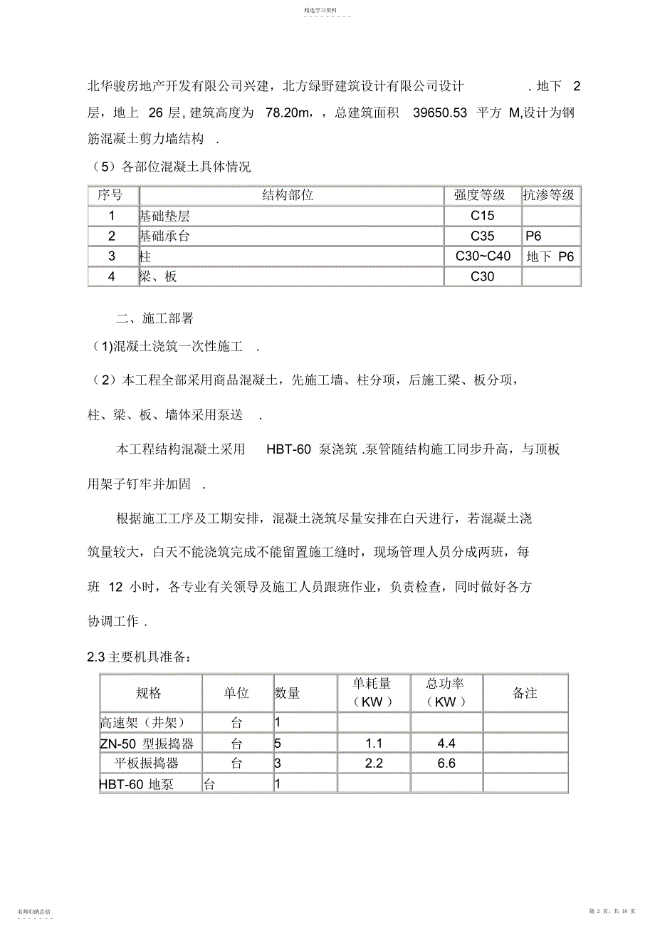 2022年楼混凝土工程施工技术方案doc复件_第2页