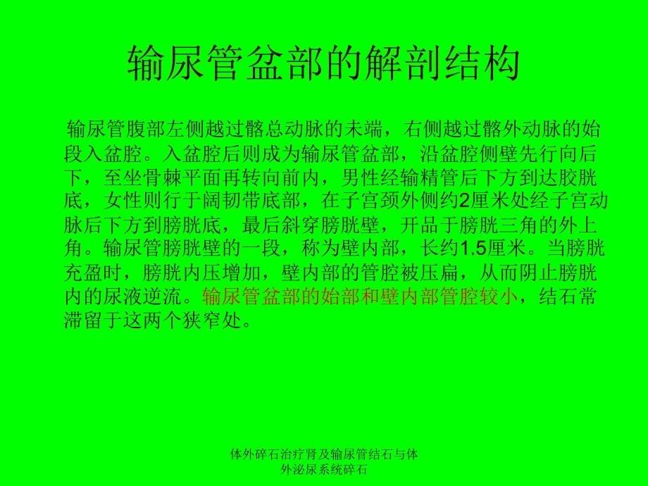 体外碎石治疗肾及输尿管结石与体外泌尿系统碎石课件_第5页