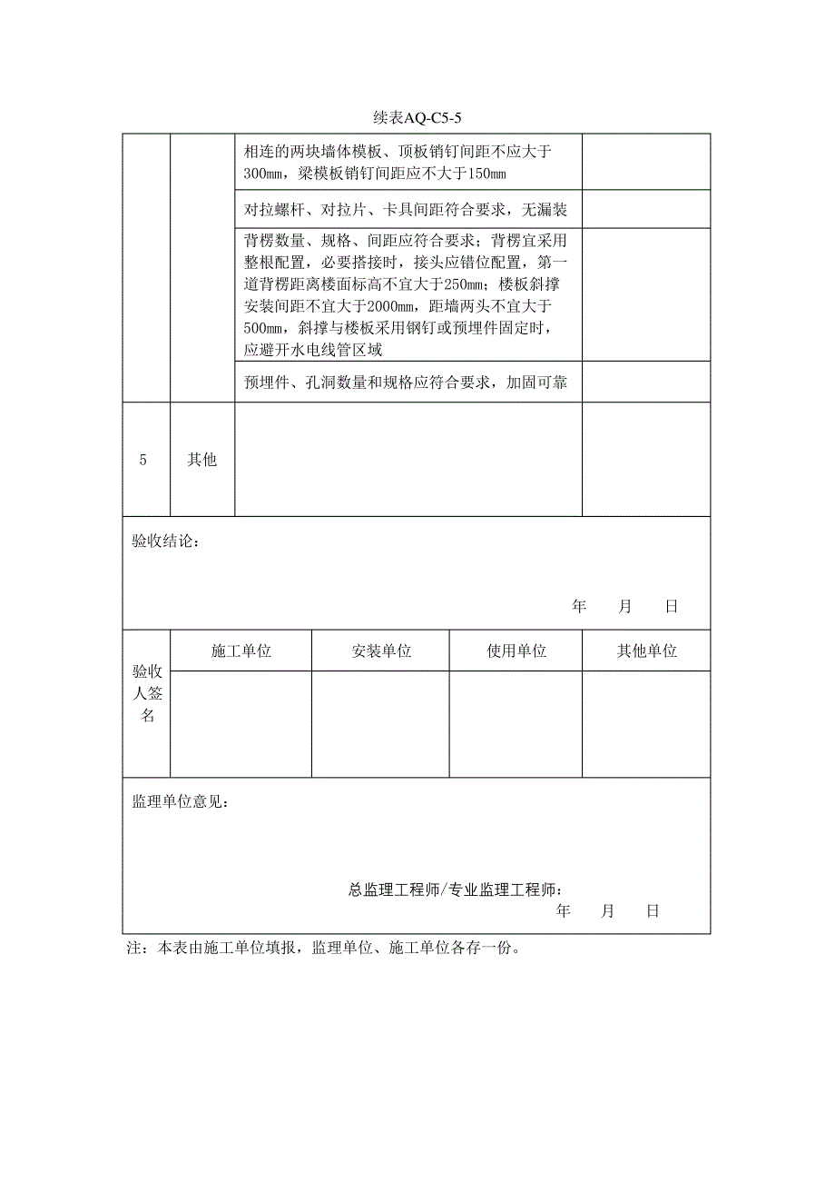 铝合金模板支撑体系验收表_第2页
