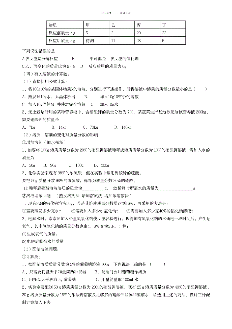 2023年初三化学计算题专题复习_第3页