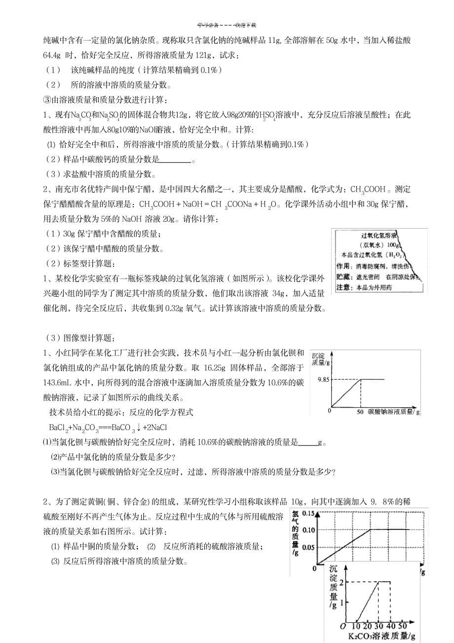 2023年初三化学计算题专题复习_第5页