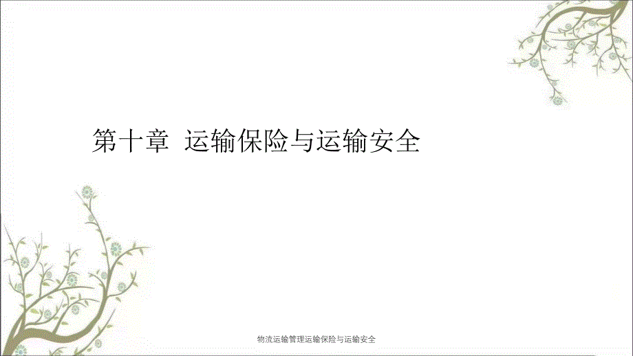 物流运输管理运输保险与运输安全PPT课件_第1页