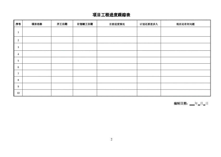 项目工程进度跟踪表_第2页