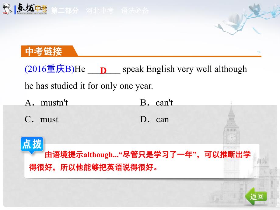 点拨中考（河北专版）中考英语 第二部分 河北中考 语法必备 专项11 情态动词课件（人教、冀教版通用）_第3页