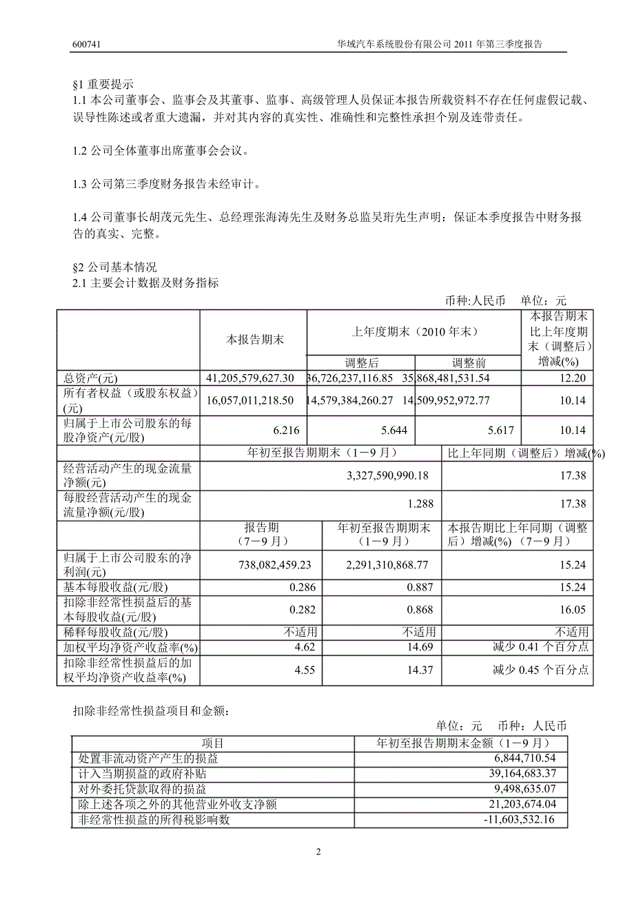 600741华域汽车第三季度季报_第3页