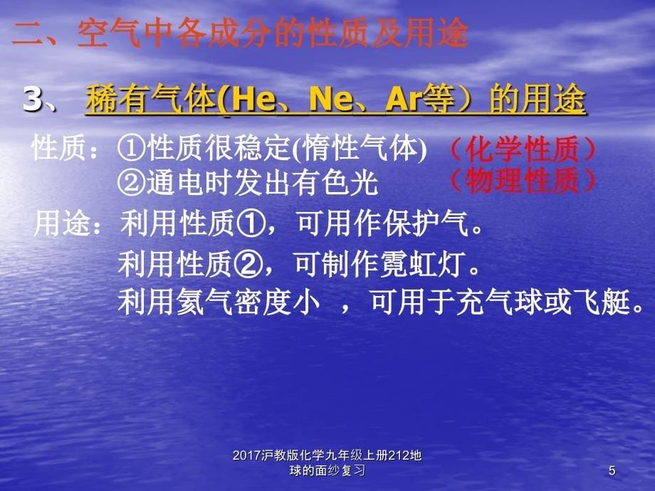 沪教版化学九年级上册212地球的面纱复习课件_第5页