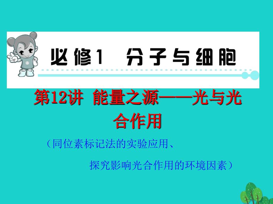 生物第12讲 能量之源——光与光合作用（必修1）_第1页