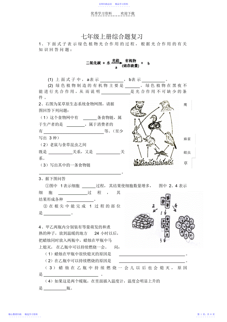 2022年七年级上册综合题复习_第1页