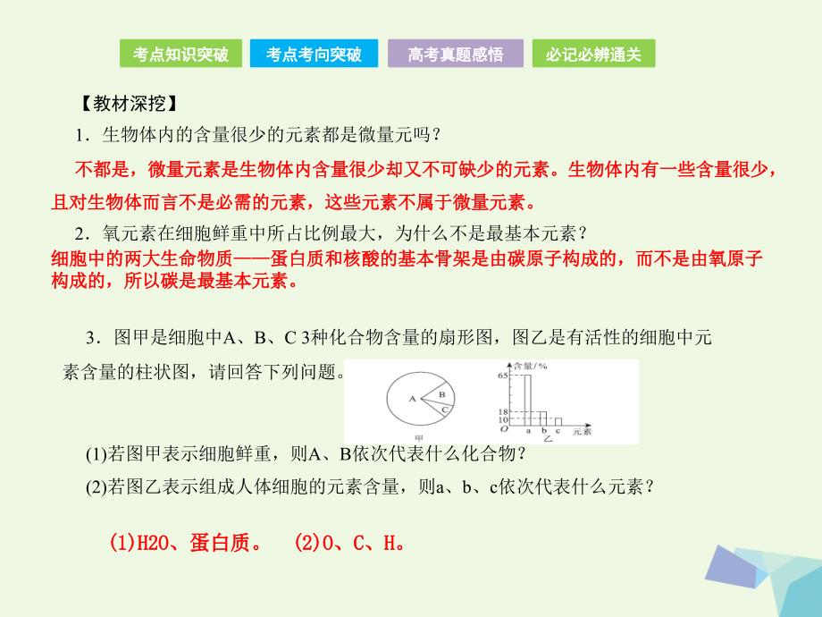 全国卷地区专用高考生物总复习第一单元细胞及其分子组成第2讲细胞中的元素和化合物课件共27页_第3页