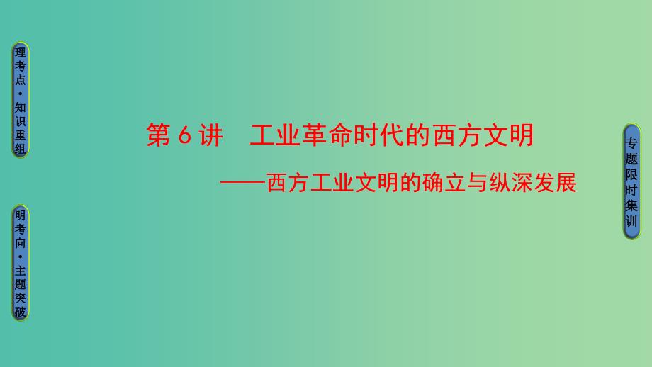 高三历史二轮复习 第1部分 近代篇 第6讲 工业革命时代的西方文明课件.ppt_第1页