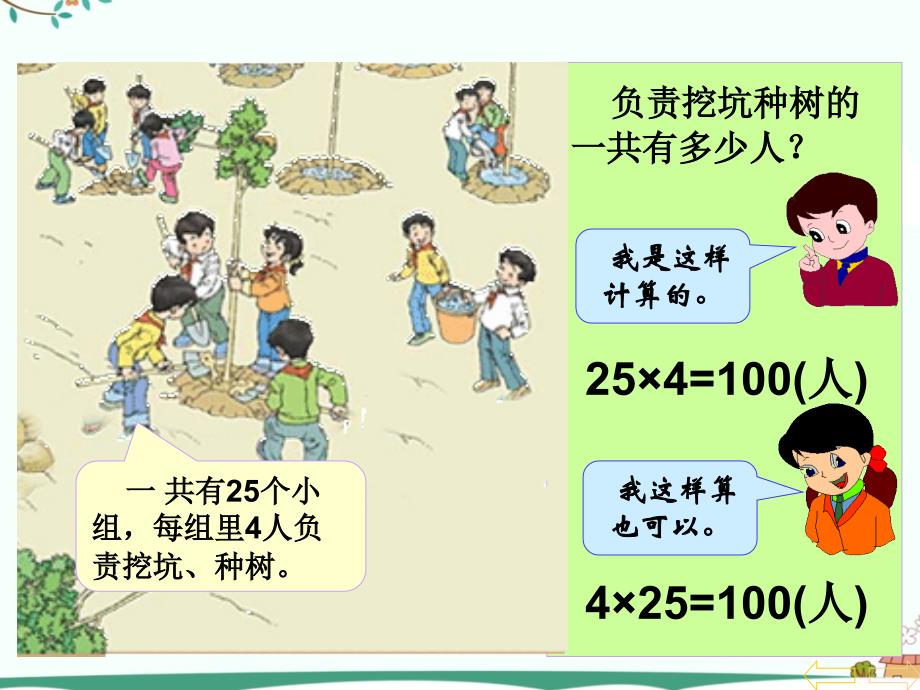 人教版小学四年级下数学乘法运算定律PPT课程实施资料_第2页