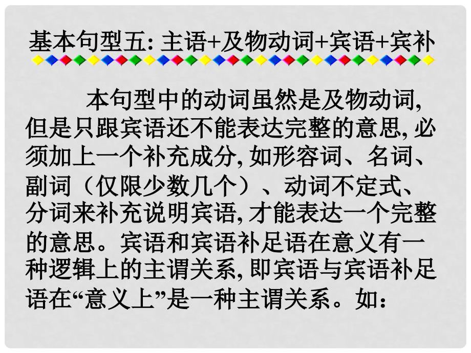 高考英语第一轮复习之写作技能提升 基本句型五 主语+及物动词+宾语+宾补课件_第1页