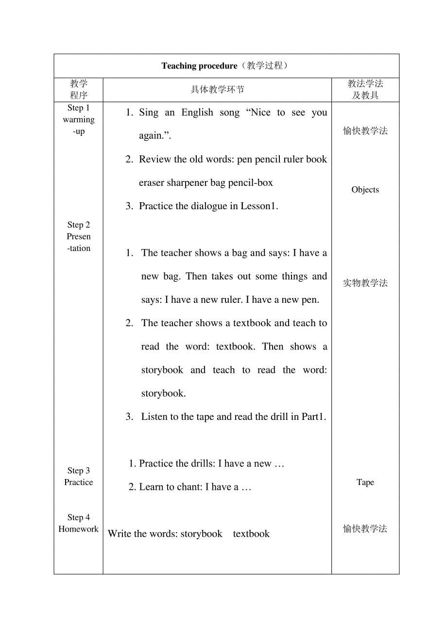 (完整版)人教版精通英语三年级下册教案_第5页