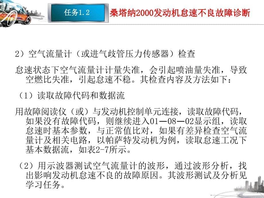 任务桑塔纳发动机怠速不良故障诊断概要_第5页