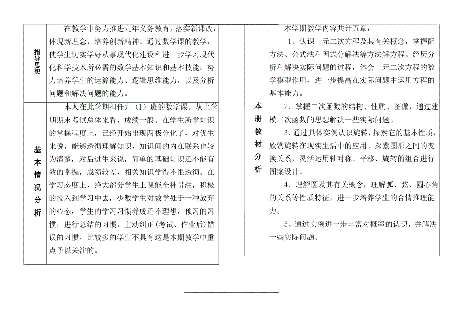 新人教版九年级数学上册教学计划_第2页