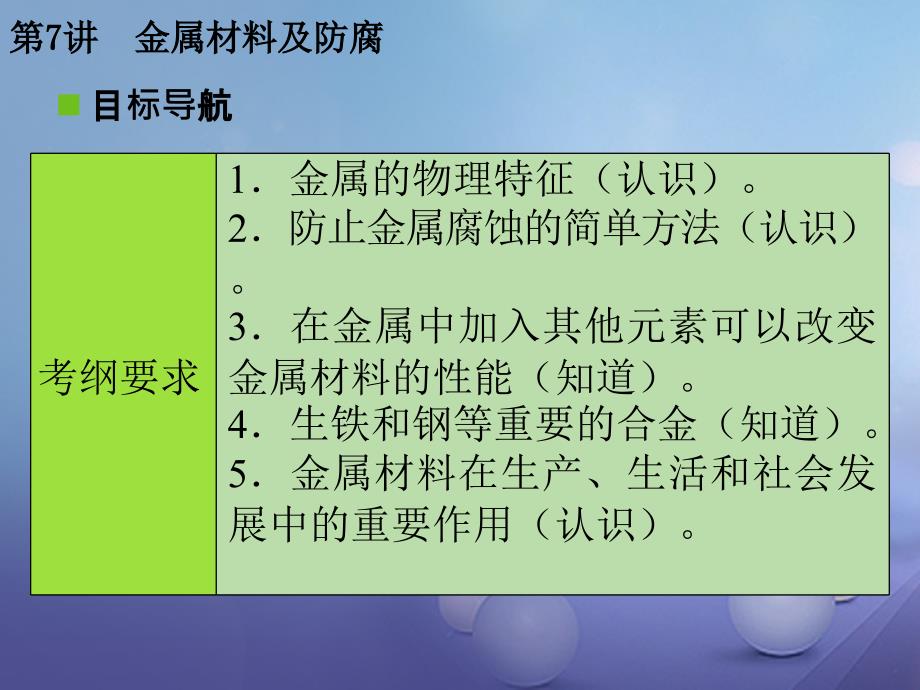 化学瞄准 第一部分 身边的化学性质 第7讲 金属材料及防腐_第2页