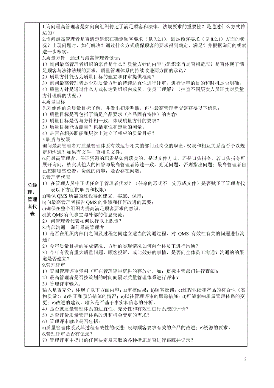 按过程方法进行审核检查表_第2页