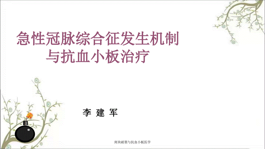 斑块破裂与抗血小板医学课件_第1页