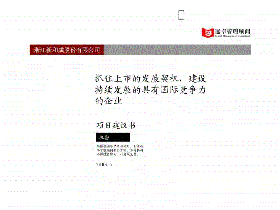 新和成建设持续发展的具有国际竞争力的企业项目建议书_第1页