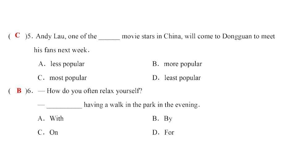 八年级英语上册 Unit 2 How often do you exercise Part 6 Self Check （新版）人教新目标版_第5页