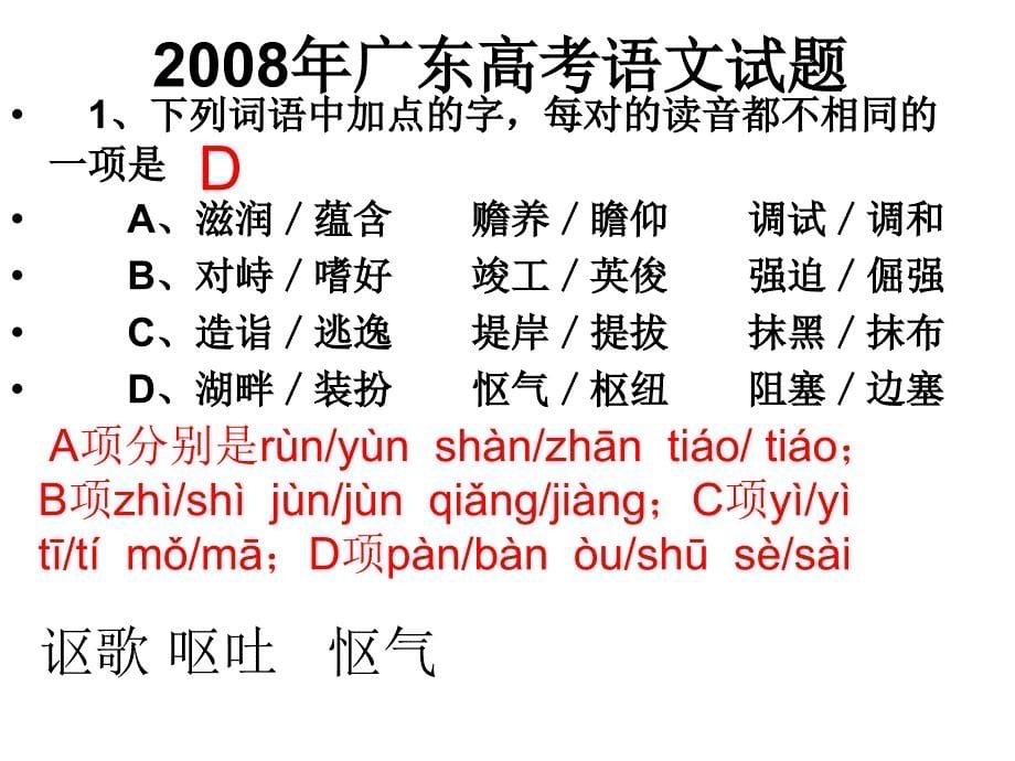 高三语文冲刺阶段前四题训练题(近几年高考真题汇总).ppt_第5页