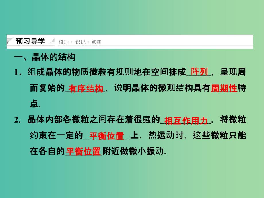 高中物理 固体的微观结构 材料科技与人类文明课件 鲁科版选修3-3.ppt_第3页