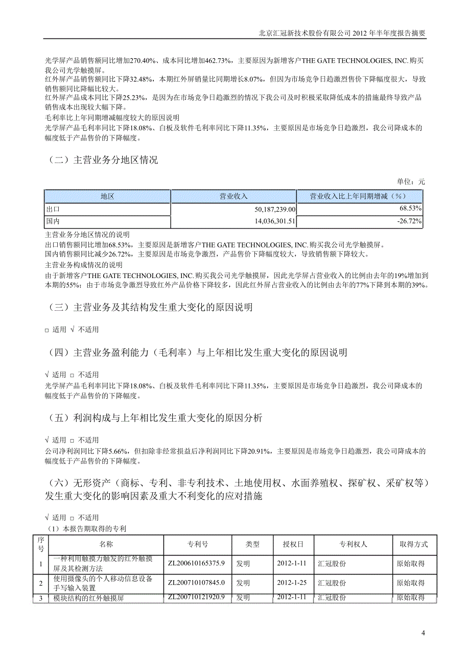 汇冠股份：半报告摘要_第4页