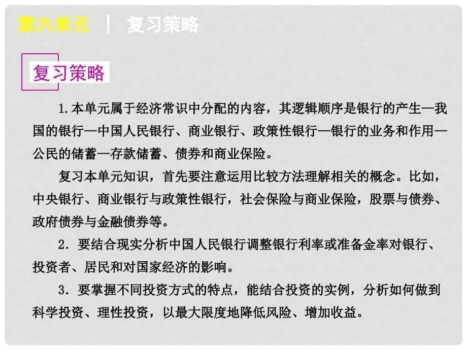 高考政治一轮复习 第6单元银行和储蓄者精品课件 大纲人教版_第5页