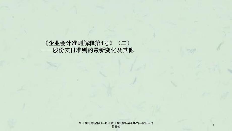 会计准则更新培训企业会计准则解释第4号2股份支付及其他课件_第1页