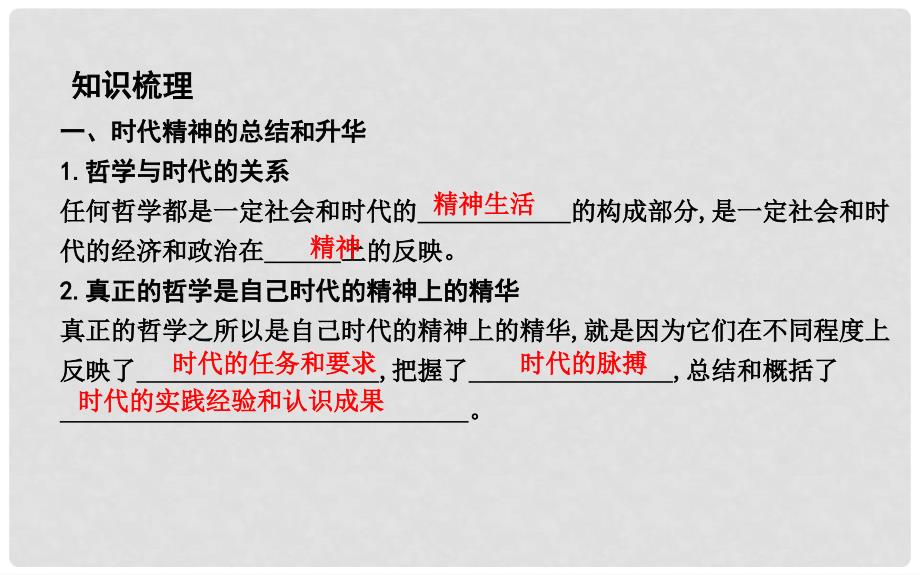 高中政治 第一单元 生活智慧与时代精神 第三课 时代精神的精华 第一框 真正的哲学都是自己时代的精神上的精华课件 新人教版必修4_第4页